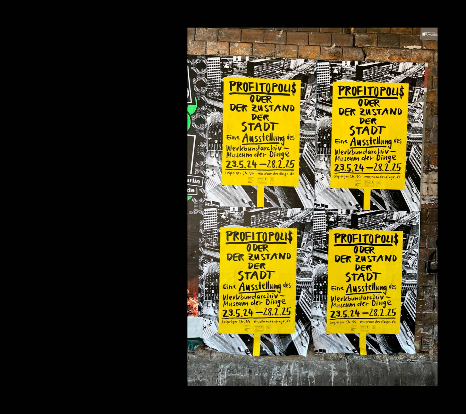 Visuelle Identität für die Ausstellung »Profitopolis oder der Zustand der Stadt« für das Museum der Dinge, Berlin.
